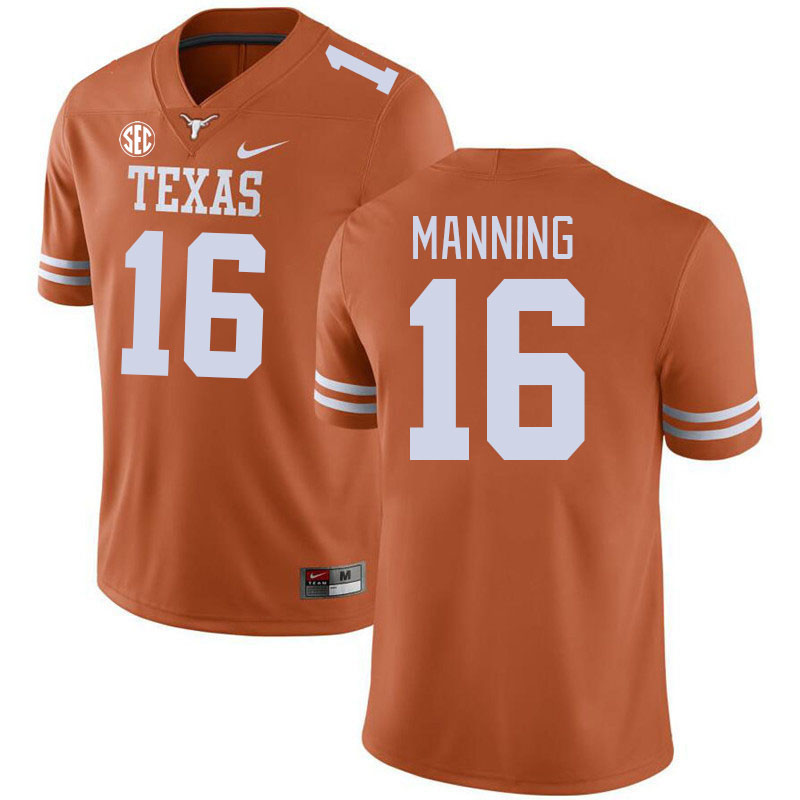 # 16 Arch Manning Texas Longhorns Jerseys Football Stitched-Orange
